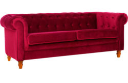 Heart of House Chesterfield Large Fabric Sofa - Red